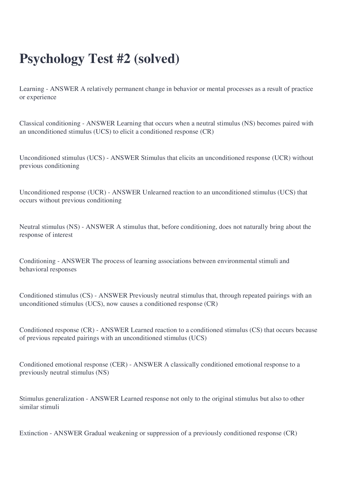 Preview image for Psychology Test #2 (solved)